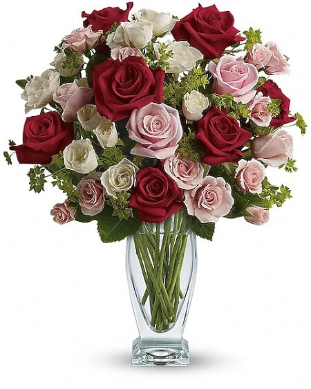 Cupid's Creation with Red Roses by