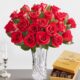 Two Dozen Red Roses with Luxury Posh Vase