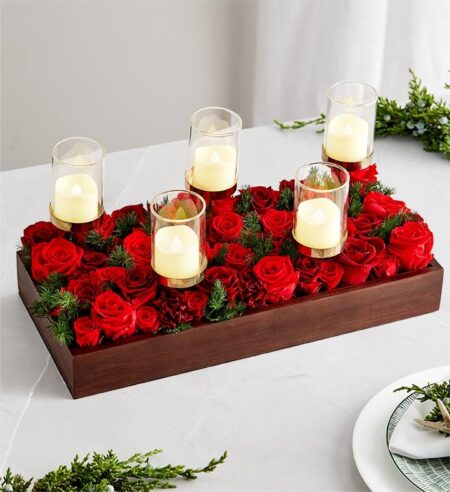 Magnificent Roses Romantic Red Centerpiece