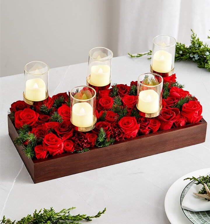 Magnificent Roses Romantic Red Centerpiece