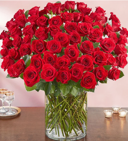 100 Premium Long Stem Red Roses