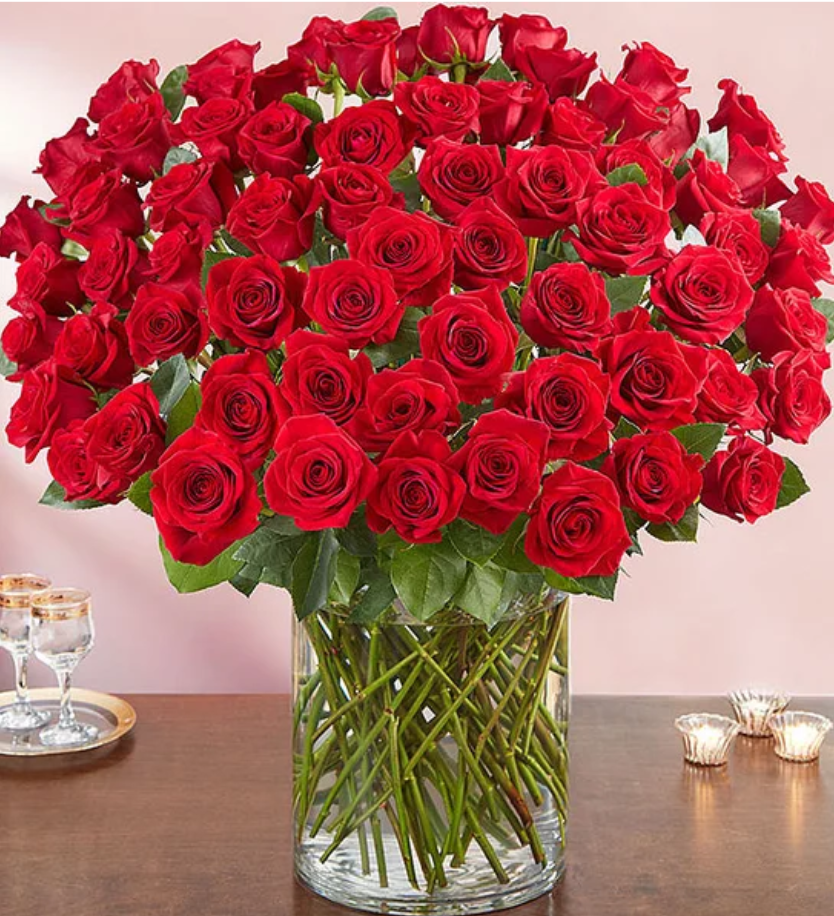 100 Premium Long Stem Red Roses