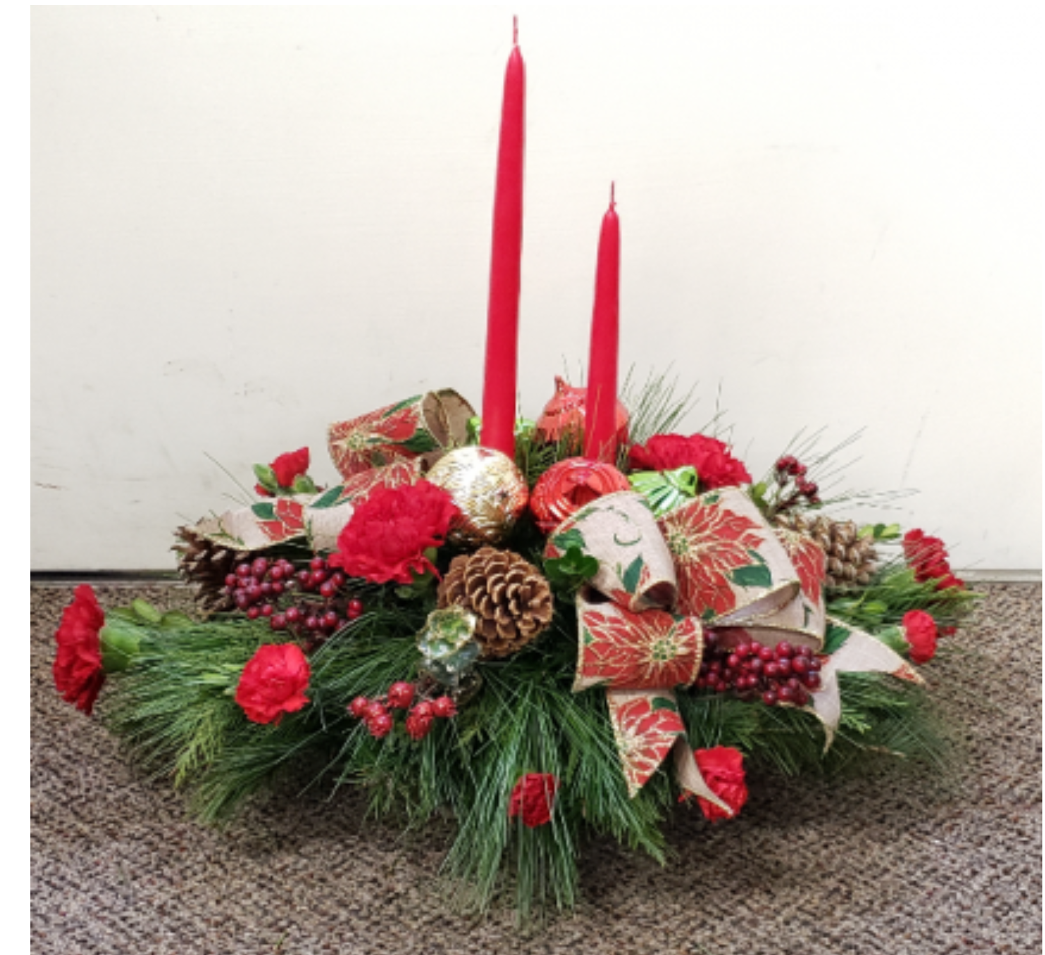 Twin Candle Fresh Floral Arrangment